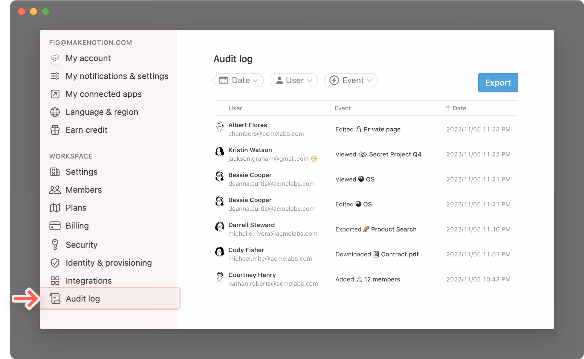 Registro de auditoría