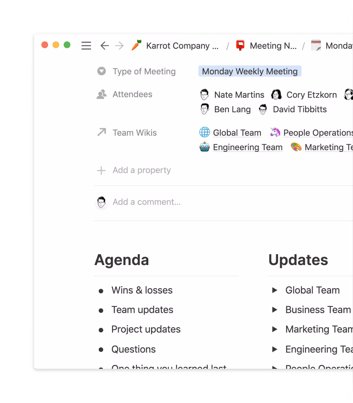 Karrot’s meeting notes keep all teams connected.