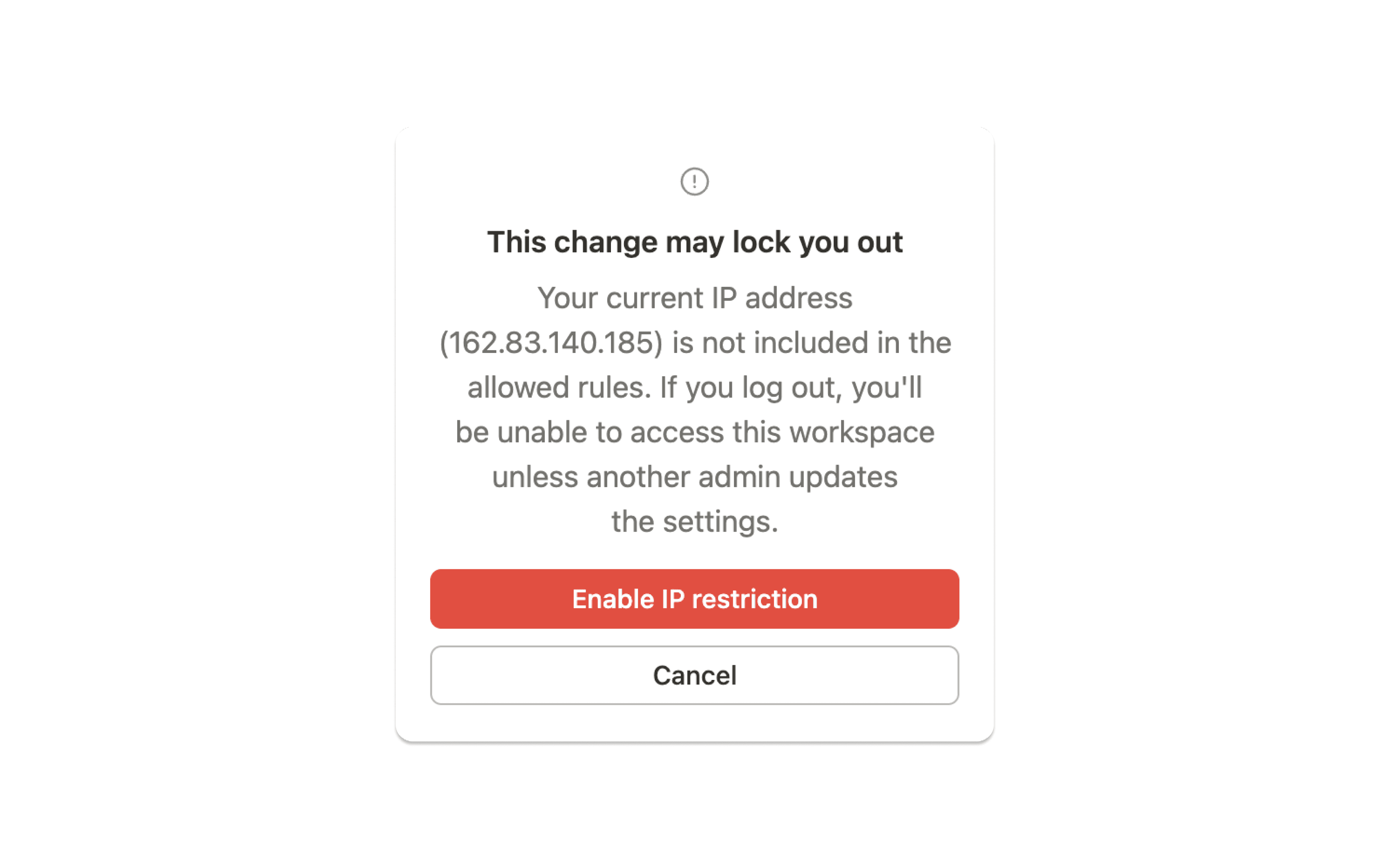 hc: restricted ip address login error