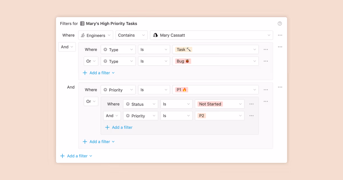 Using advanced database filters