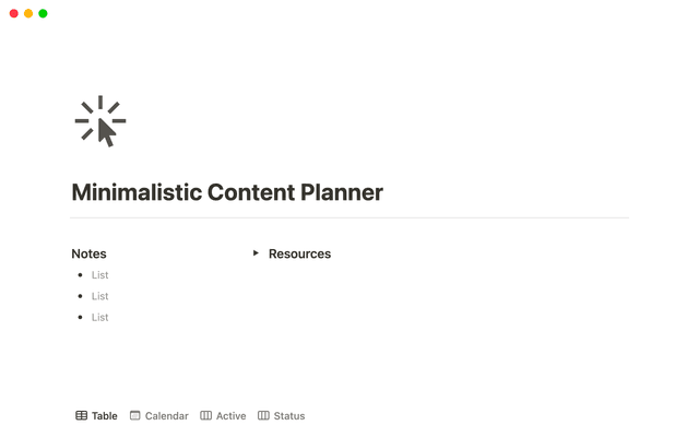 Minimalistic Content Planner